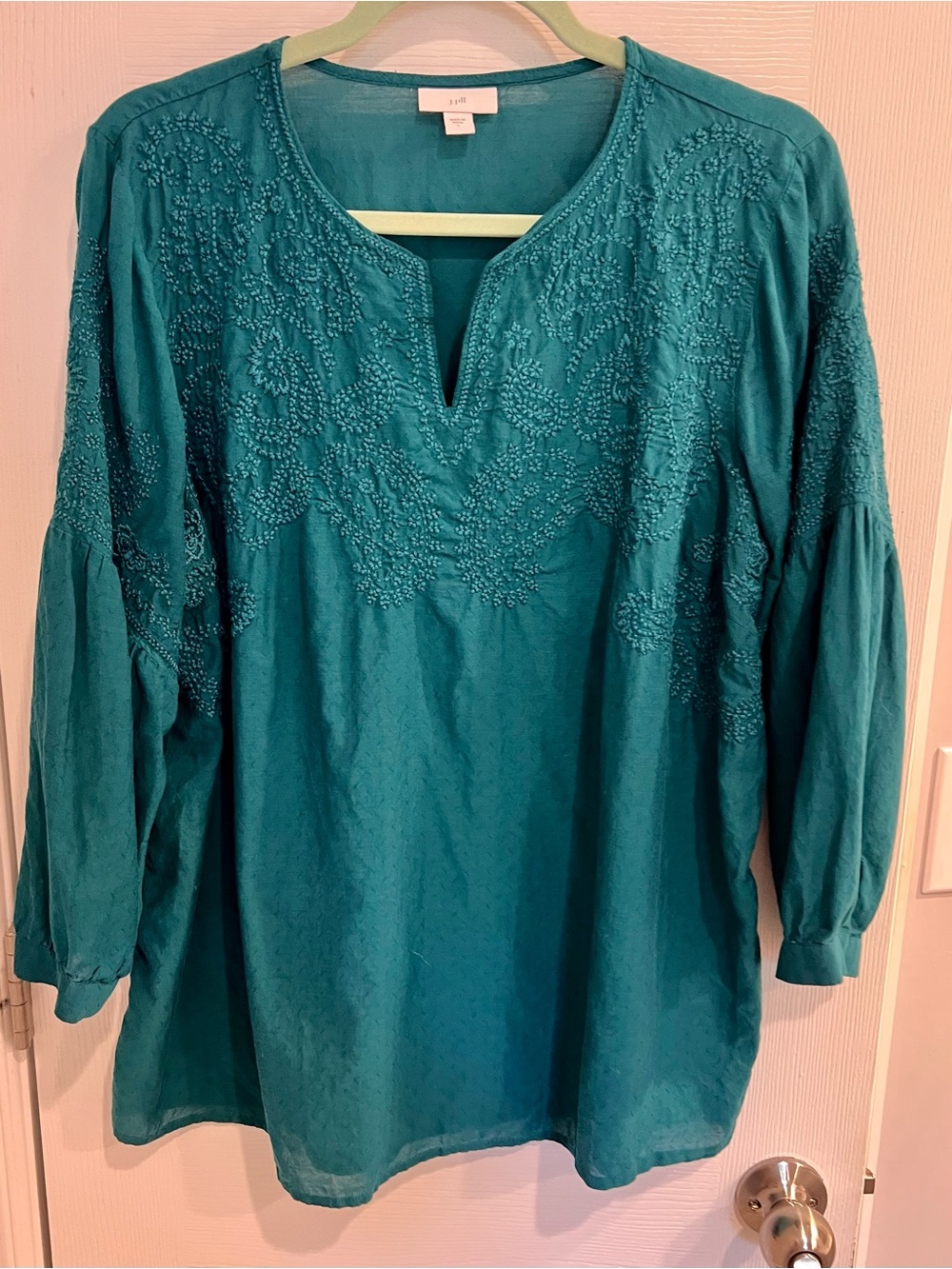 J. Jill Embroidered Rich Teal Tunic Top